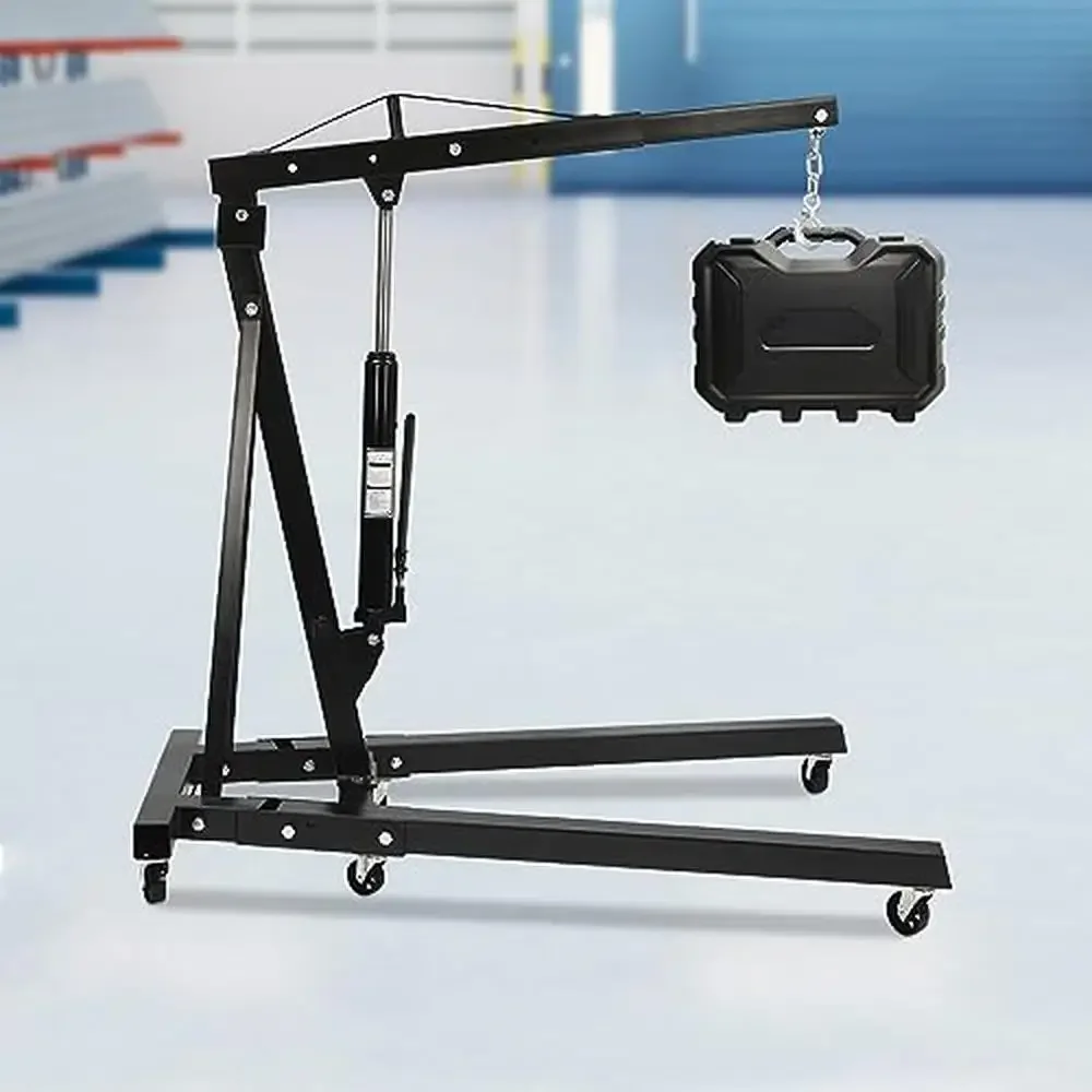 2 Ton Folding Engine Lift Heavy Duty Carbon Steel Hydraulic Shop Engine Crane Cherry Picker Shop Crane Lift 4409Lbs Engine Hoist