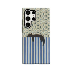 Striped Cat Design Glossy Phone Case with Double - Layer Protection - Samsung S24 PLUS5G (FR)