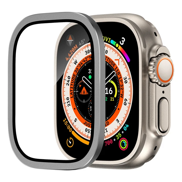 Premium Aluminum Alloy Case with HD Tempered Glass Screen Protector for Apple Watch Ultra 2 (49mm)