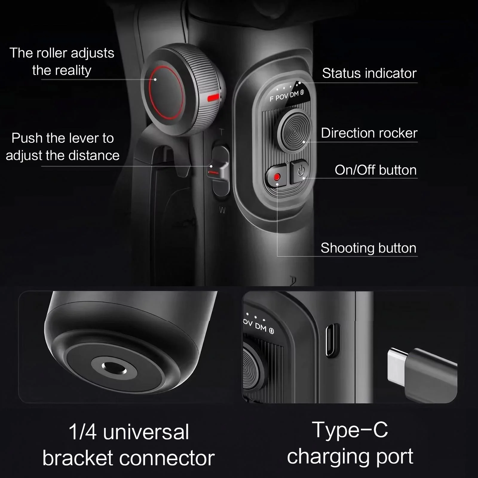 Gimbal Stabilisateur Smartphone 3 Axes 2600mAh Trépied Inclus