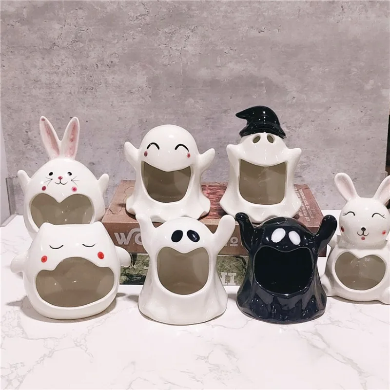 Candle Container Creative Halloween Ceramic Craft Pendant Aromatherapy Candle  Container DIY Ghost Candlestick - AliExpress