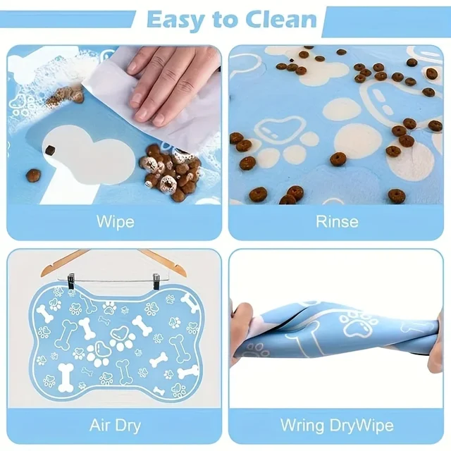 1pc Pet Feeding Mat - Non slip, Scratch resistant, Quick drying Pet Meal Mat, Suitable for Dogs and Cats - Easy to Clean 6