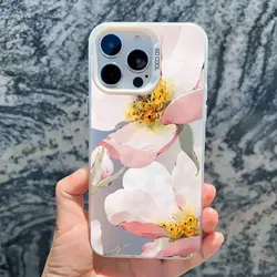 Vintage Elegant Pink Peony Flower Shockproof Laser Phone Case - iPhone 14 (CH - White GDHH 11)