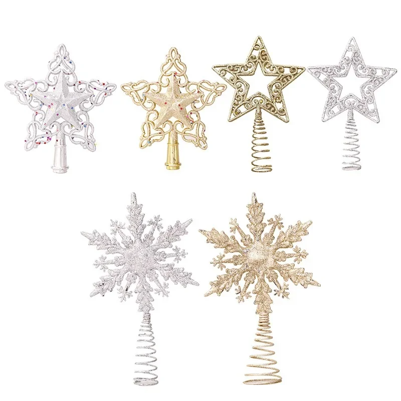 Christmas Tree Top Glitter Gold Silver Star Xmas Tree Snowflake Ornaments Christmas Decoration For Home Natal New Year christmas tree decoration,christmas star decoration