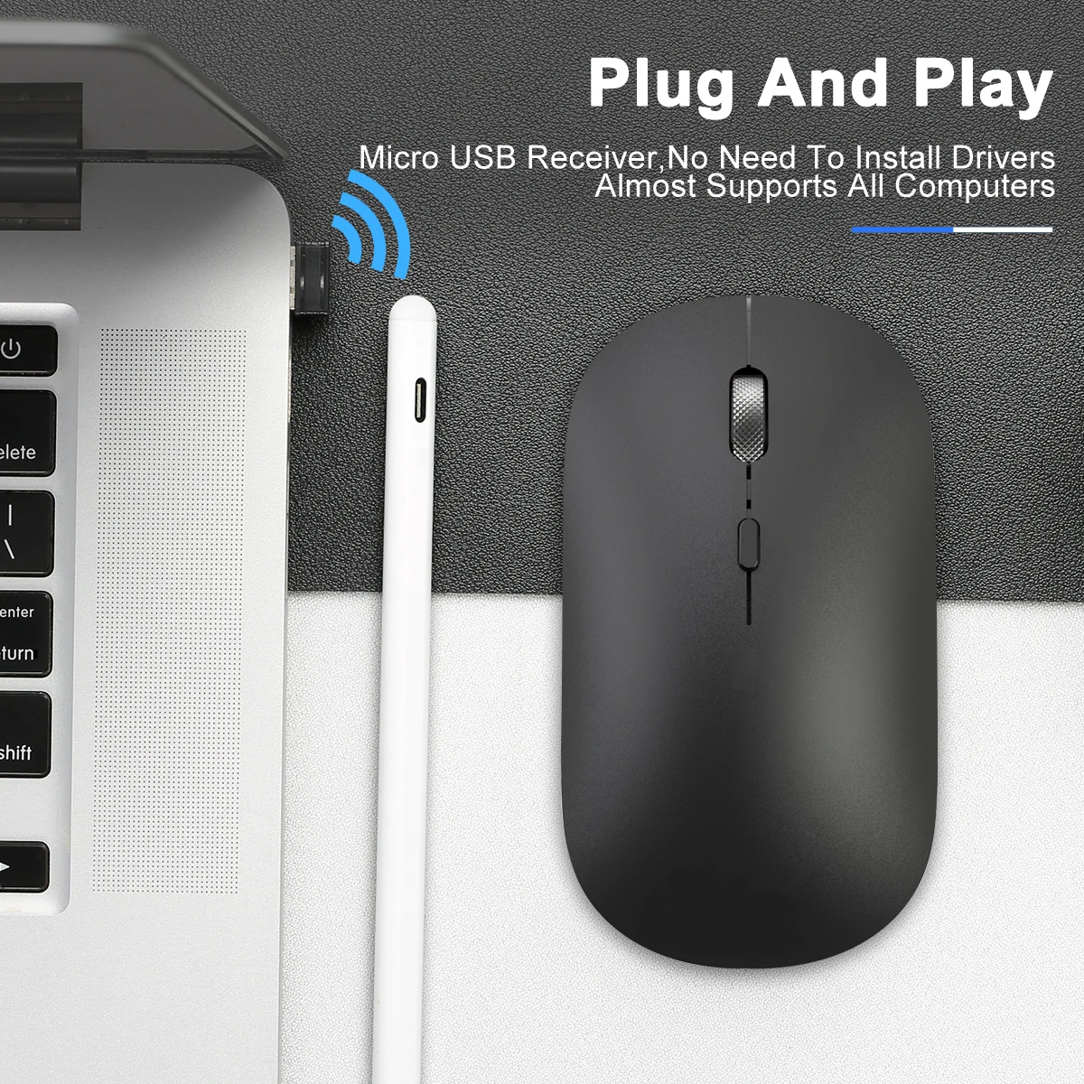 Wireless Gaming Mouse for PC 2.4G Slim Ergonomic Compatible with Laptop/Tablet/Desktop Battery Not Included