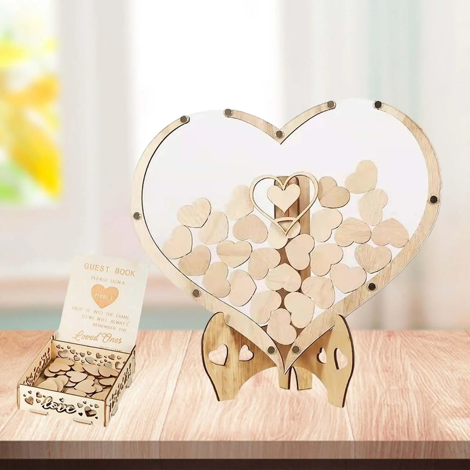 Wedding Guest Book Drop Box Rustic Decor for Anniversary Rectangle