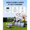Portable Power Station with Hidden Folding Solar Panel, Self-charge & Pass-through Charging, 284Wh Battery Backup, AC 300W 4