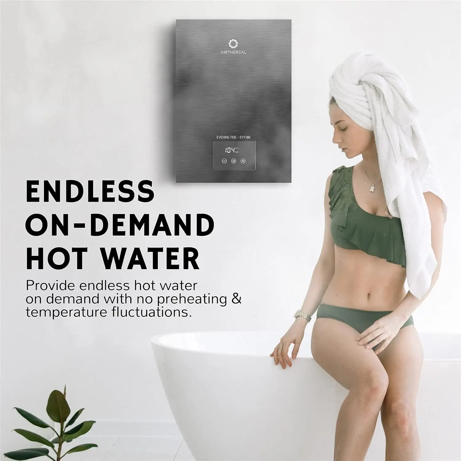 Electric Tankless Water Heater 18kW 240Volts-Endless On-Demand Hot Water-Self Modulates to Save Energy Use