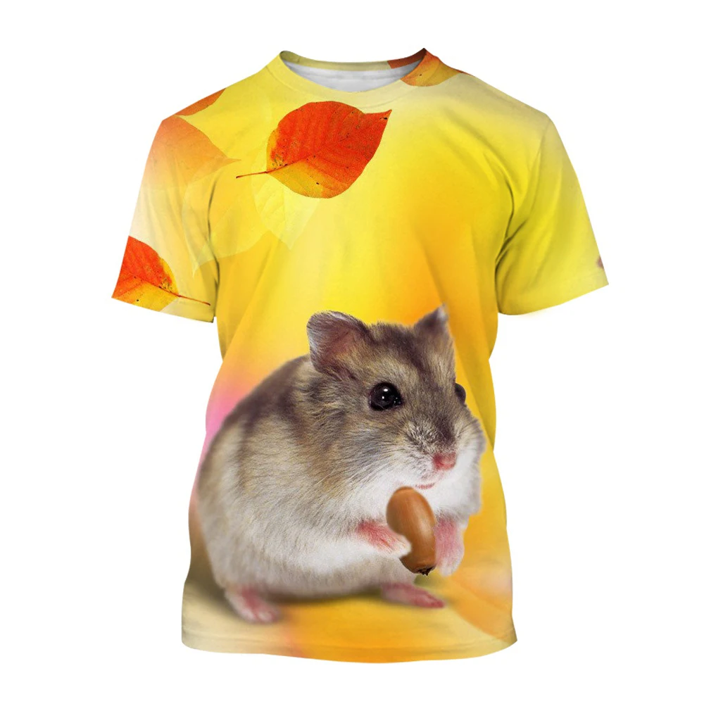 

New Summer Fashion 3d Printed Hamster Casual T Shirt Cute Animal Hipster T-shirt