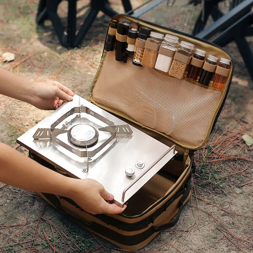 17-7L Tactical Camping Storage Bag Large Capacity Outdoor Hiking Picnic Bag Tank Stove Canister Pot Carry Bag Cookware Organizer