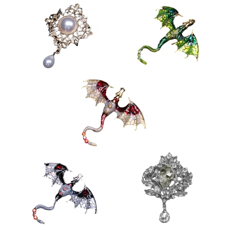 Vintage Alloy Dragon Pendant for DIY Brooch Jewelry Making Rhinestones Pearl Dangle Flatback Button Sewing Accessories 10pcs cute multicolor glitter resin flatback moustache for necklace keychain pendant diy making accessories