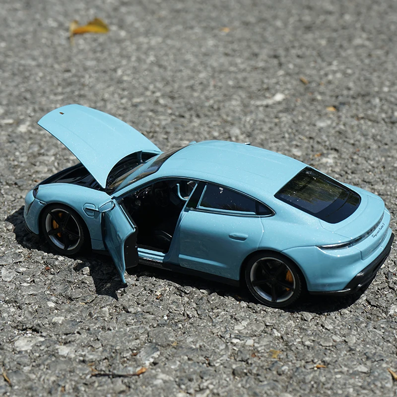 Welly 1:24 Porsche Taycan Turbo S 합금 스포츠카 모델 다이캐스트 금속 신 에너지 자동차 차량 모델 컬렉션 어린이 선물