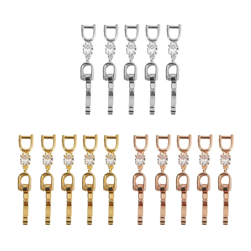 5xBraceletExtenderClaspFoldOverNecklaceExtendersCrystal