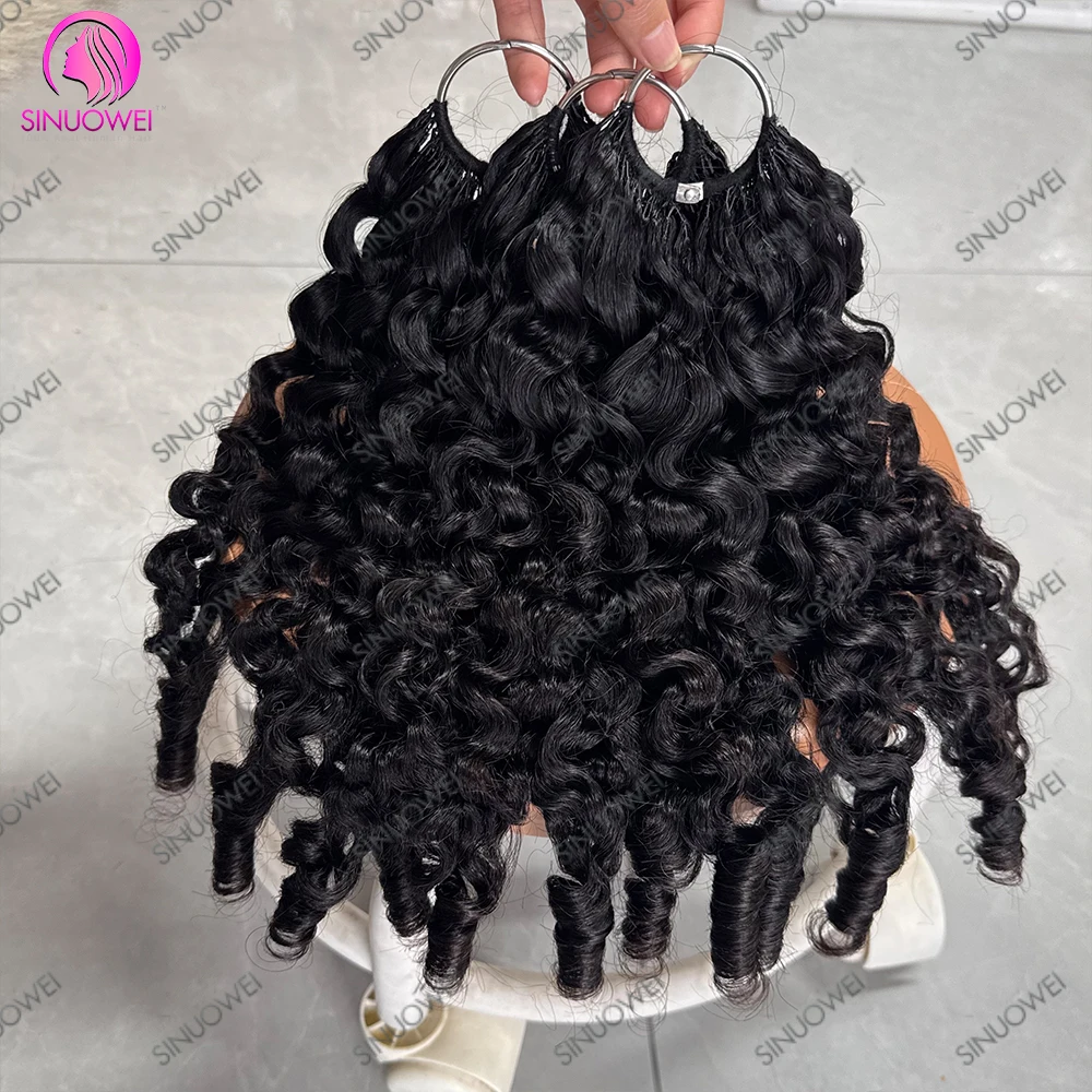 12A Burmese Curly Crochet Human Hair Bundle Pre-Separated Feather Crochet Hair Invisible Crochet Hair Extensions Wholesale sales 5