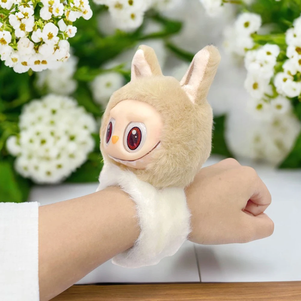 Labubu Plush Doll Slap Bracelet Super Soft Adorable Stuffed Animal Plush Bracelet Present for Children Great Present Idea 4