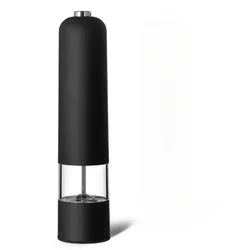 Electric Automatic Pepper and Salt Grinder with LED Light and Adjustable Coarseness (Black1)