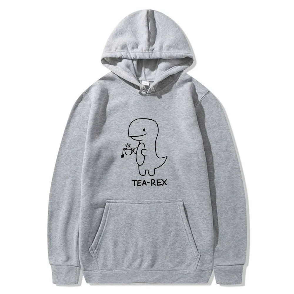 Tea Rex Dinosaur Coffee Print Casual Hoodie for Men - Spring and Autumn Collection