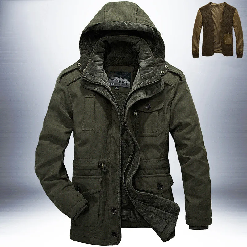 Military Thicken Fleece Cotton-Padded Warm Winter Jacket Men Parkas Wool Waterproof Jackets Male Heavy 2 in 1 Coat Overcoa parkas coat parka coat