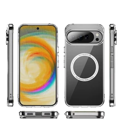 MagSafe Magnetic Transparent Acrylic Phone Case with Metal Button Shell for Google Pixel 8 Pro (Clear)