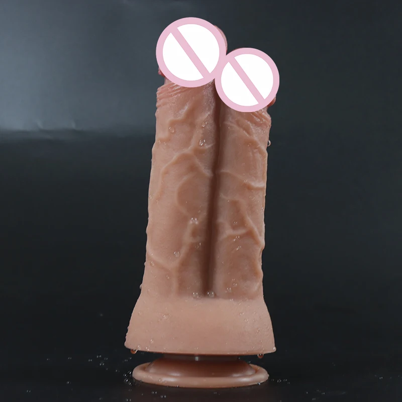 Huge Dildo Sexy Double Glans Realistic Soft Big Penis Suction Cup Silicone Anal Sex Toys for Men Women Gay Vagina Masturbation