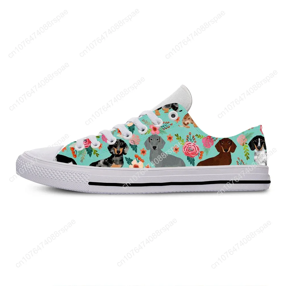 Dachshund Pug Teckel Dog Cartoon Cute Funny Casual Shoes Low Top Lightweight Board Shoes Breathable Men Women Female Sneakers