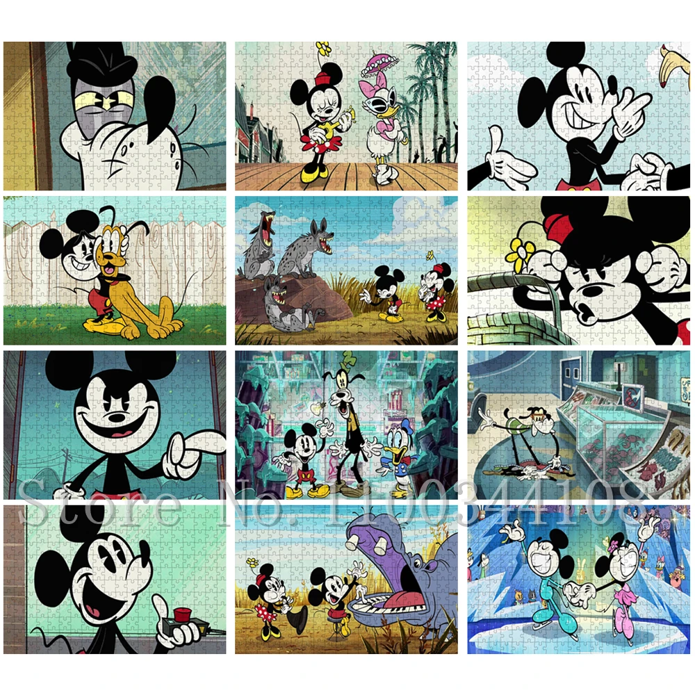 

Disney Mickey Minnie Mouse Jigsaw Puzzles Classical Cartoon Character Puzzles for Children Training Observation Education Toys