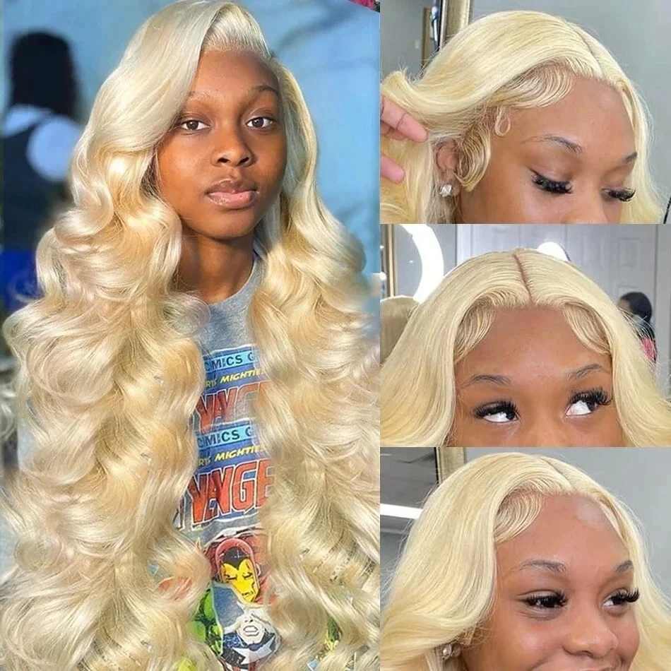 220% 613 Blonde HD 13x6 Lace Frontal Human Hair Wig Body Wave 13x4 Transparent Brazilian  Lace Front Wigs For Women Glueless Wig