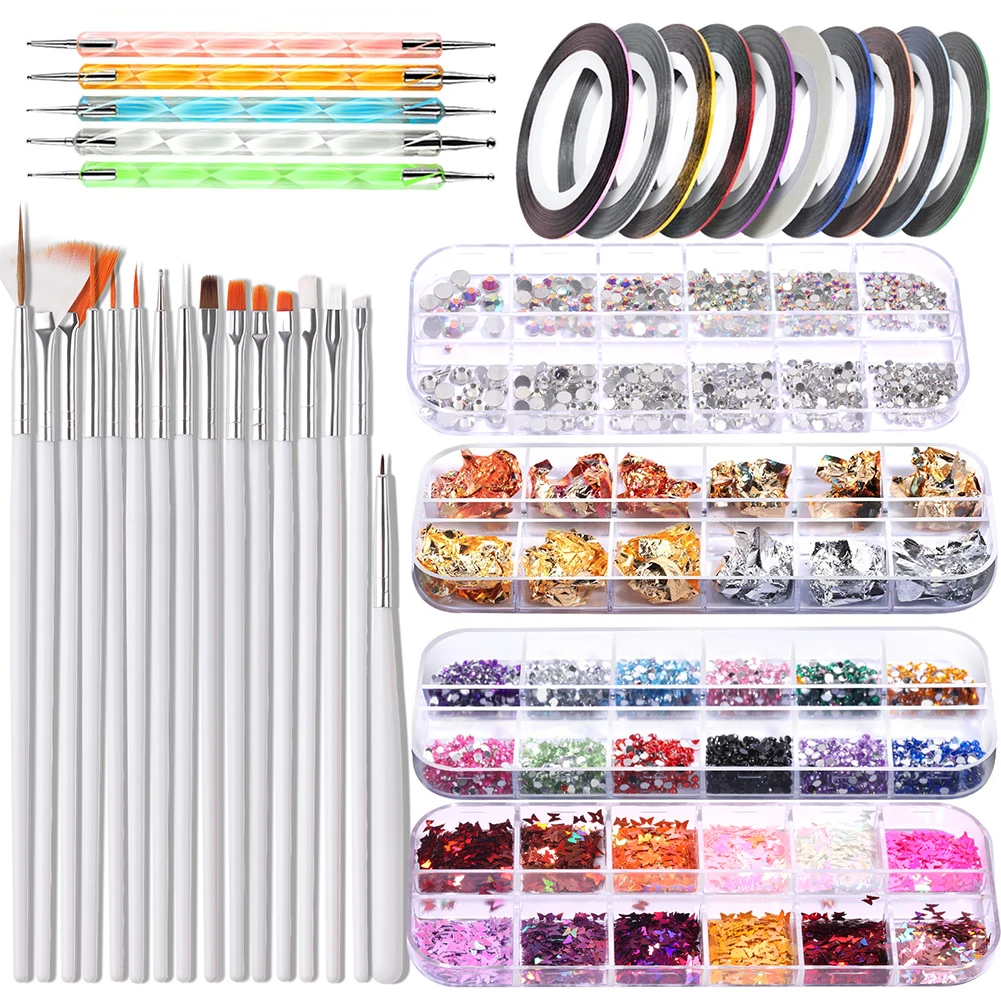 Professional Nail Art Brush Design Tip Painting Drawing Carving Dotting Pen Nail Decorative Gold Foil Paper DIY Nail Art Tool