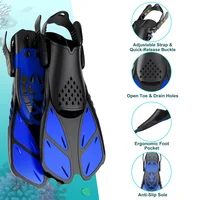 Snorkel Fins Adjustable Buckles Swimming Flippers Short Silicone Scuba Diving Shoes Open Heel Travel Size Adult Men Womens 2