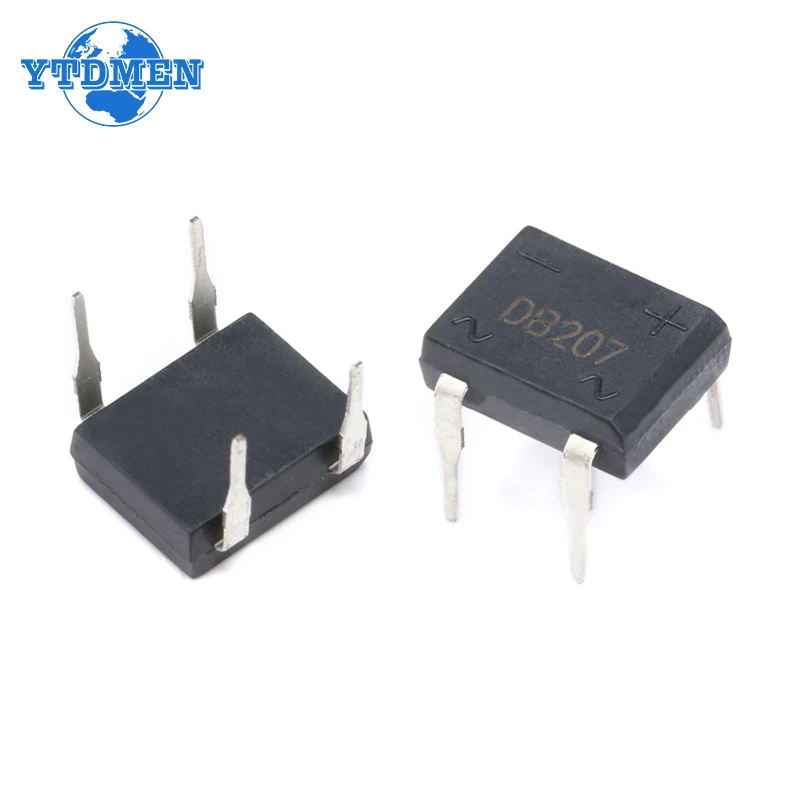 Diode Bridge Rectifier 20PCS DB207 Bridge Rectifier DIP4 1000V 2A DB207S Power Diode Rectifiers Electronic Components IC