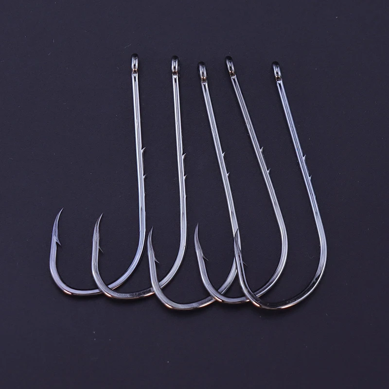 50pcs/lot Fishing Hooks Double Bait Holder Barbed Fishhook Long Shank