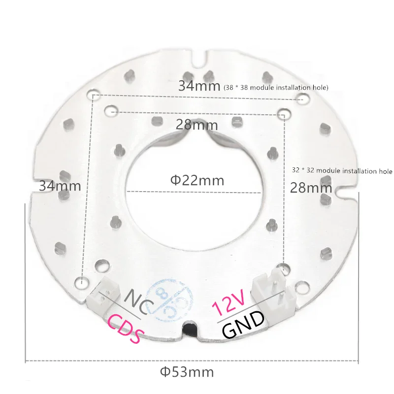 Hybrid Beam Angle CCTV Accessories Nano-infrared 6 Grain IR LED board For Surveillance cameras night vision diameter 53mm surveillance camera accessories,infrared led board