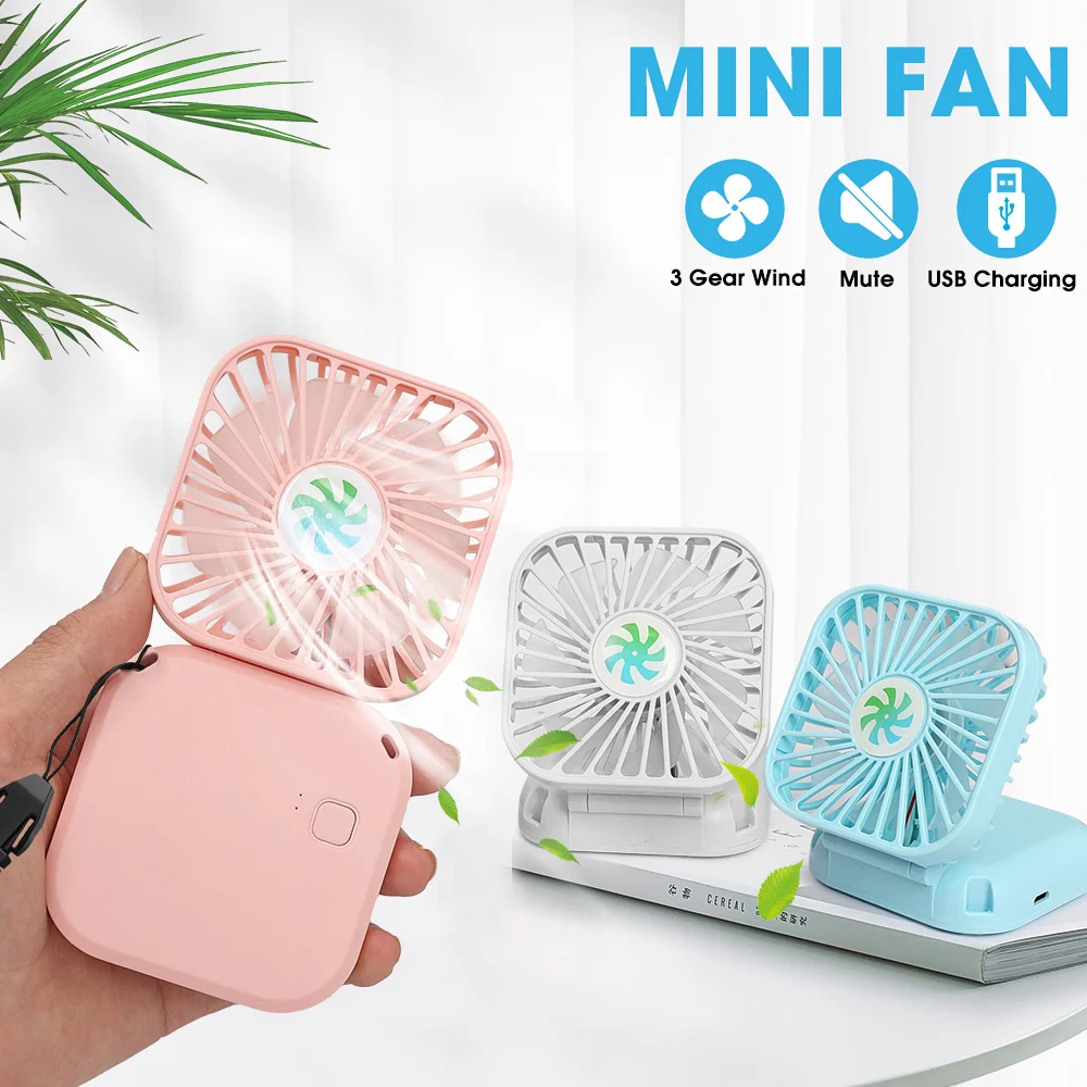 Portable USB Fan Mini Air Cooler Summer Fashion 3 Mode Fan Rechargeable Office Home Outdoor Hanging Neck Handheld Desk