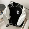 Teddy Leather Stitching C-word Wool Baseball Uniform Ce Home Letters Men's And Women's High-end Fashion Jacket 2