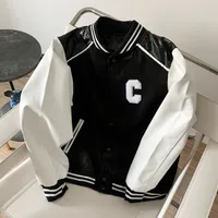 Teddy Leather Stitching C-word Wool Baseball Uniform Ce Home Letters Men's And Women's High-end Fashion Jacket 2