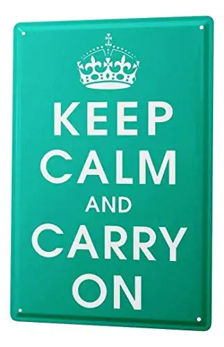 Patisaner Tin Sign Retro Keep Calm And Carry On Crown Sign 8X12 Inches 20X30Cm