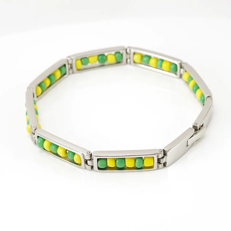 Bangle Bracelet Stainless Steel Bracelet Beaded Bracelet Bead Bracelet Stainless Steel Jewelry Orula Bracelet Assorted Beads Unisex Wristband For Ladies