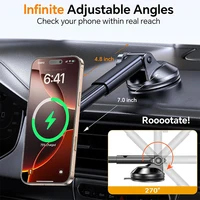 UYUXIO Magnetic Wireless Car Charger Windshield Dash 15W Fast Charging Adapter for iPhone 17 16 15 14 13 Car Mount Phone Holder