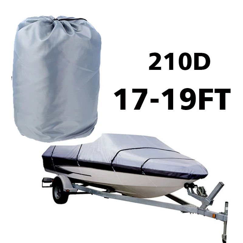 

Marine Grade Boat Cover Heavy Duty 17-19ft 20-22ft Trailerable Boat Cover V-shape Oxford 210D UV Protected Grey Blue Waterproof