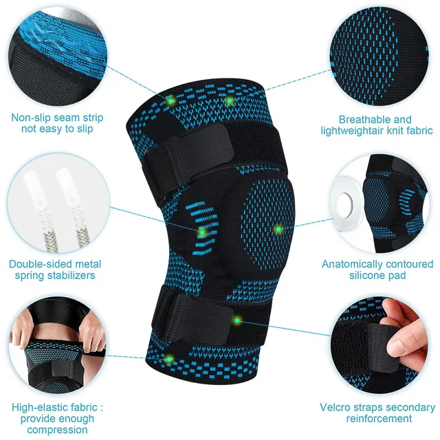 60131-0da1f7.jpg 1PCS Compression Knee Sleeve Silicone Protection Support for Knee Pain Sport Pads Running Gym Arthritis Knee Relief Bandage Pads