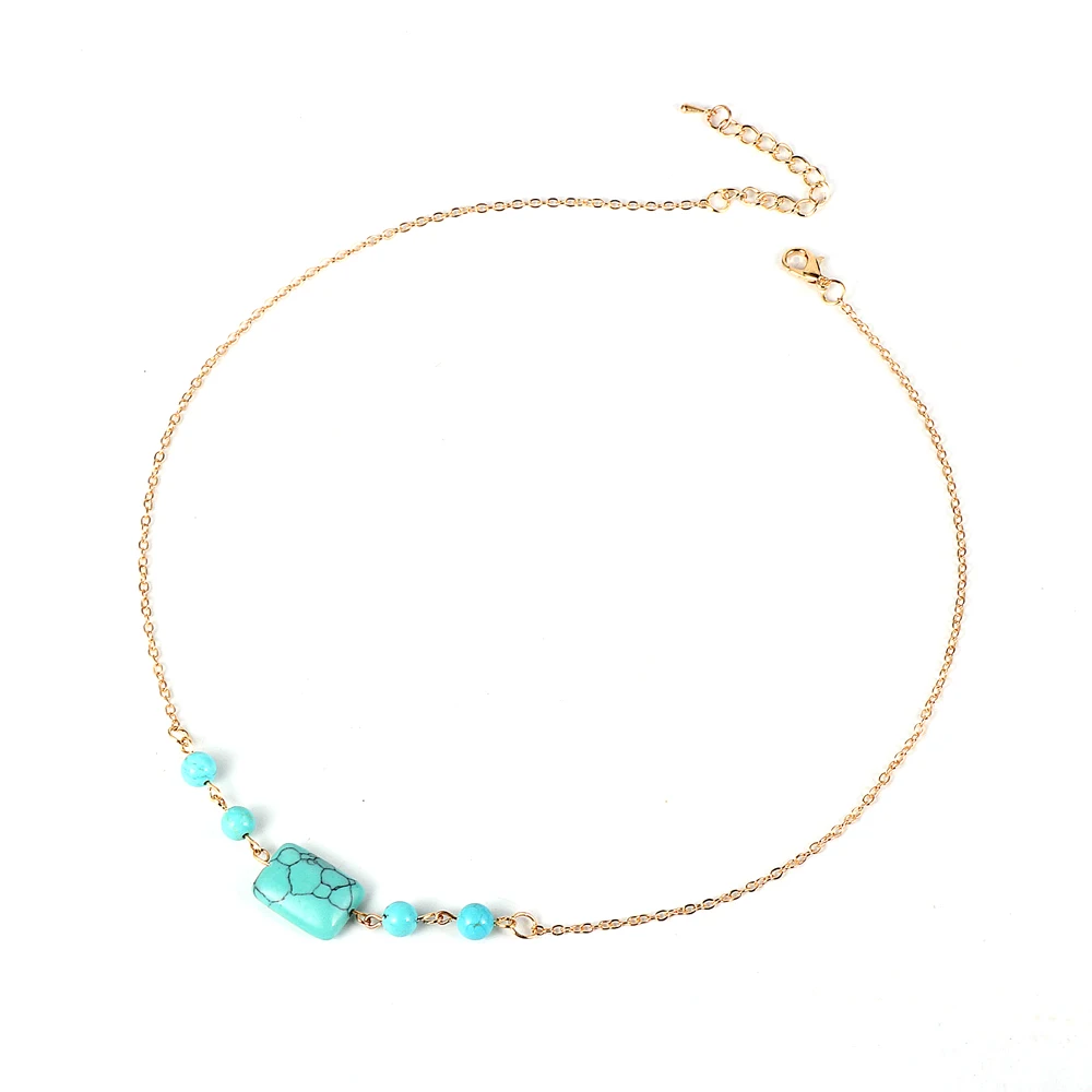 

Fashion Natural Picture Stone Pendant Necklaces Gemstone Agates Aventurine Crystal Bead Necklace For Women Alloy Chain Jewelry