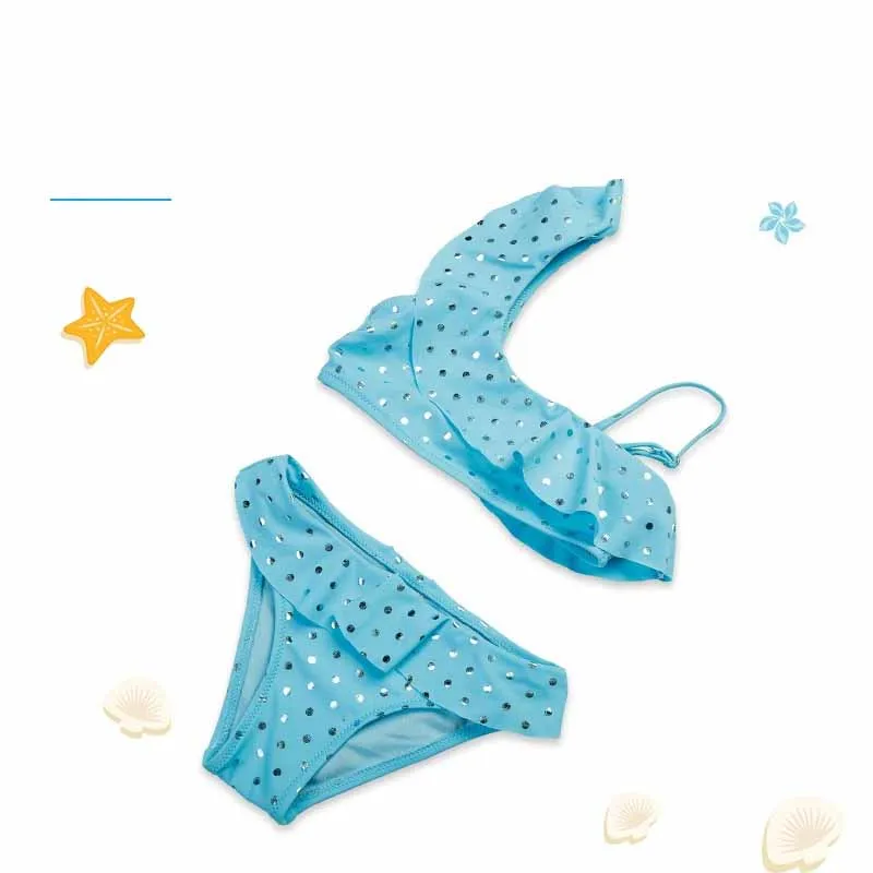 Sommer Split Bademode Baby Rüschen Polka Dot Badeanzug Neue Mädchen Schwimmen Kleidung Kinder Meer Strand Bikini 3-8 Jahre alt