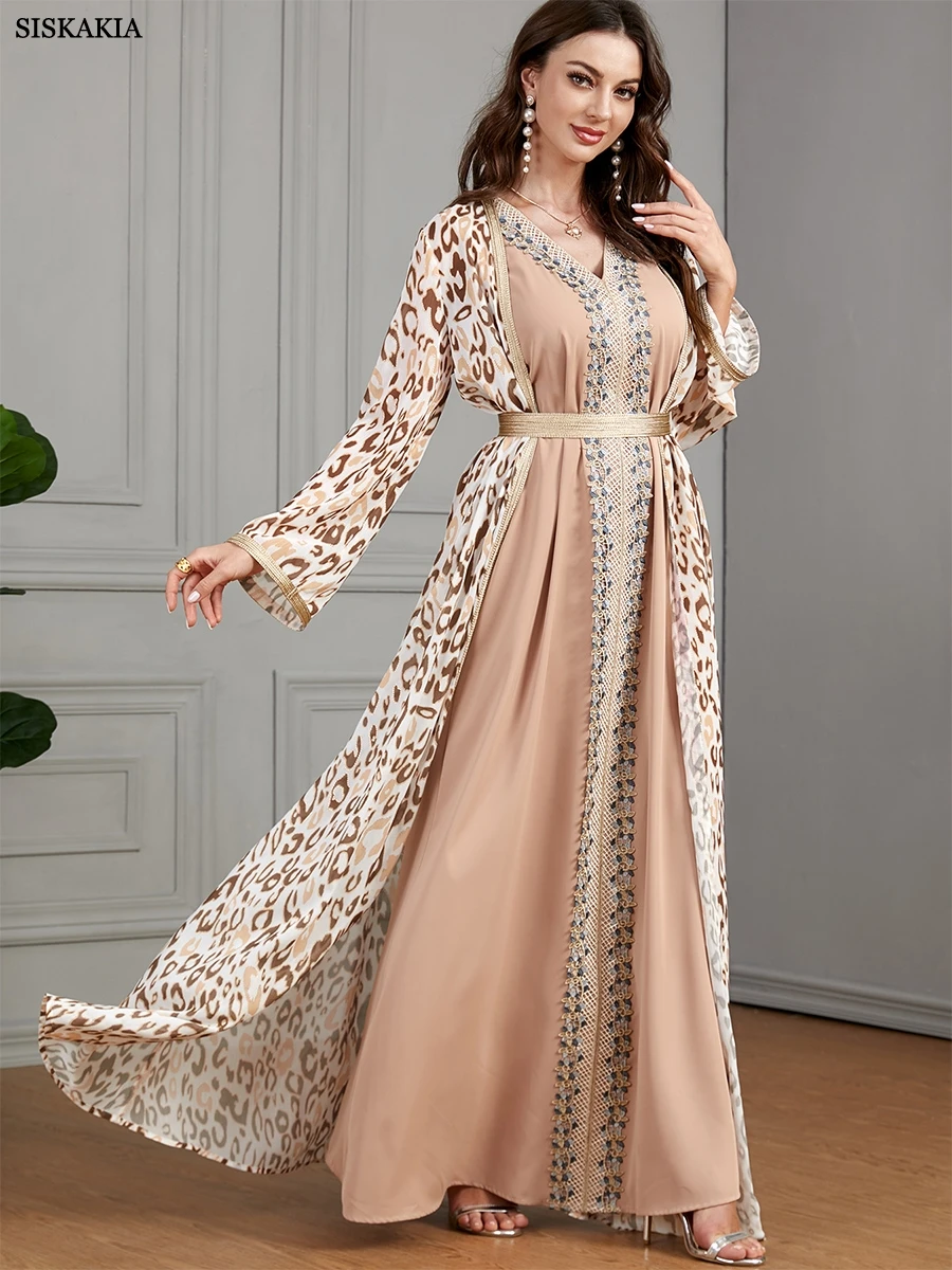 siskakia-ensemble-abaya-en-dentelle-chic-pour-femme-robe-astronomique-a-col-en-v-et-kimono-imprime-leopard-avec-ceinture-nouvelle-collection-musulmane-eid-2-pieces