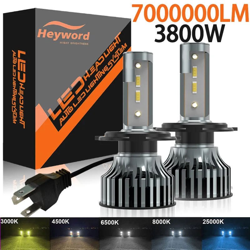 7000000lm 3800W 1860 CSP chip 3000k/4300k/6000k/8000k Car LED Headlight h4 h7 h1 9005 H7 h11 led light
