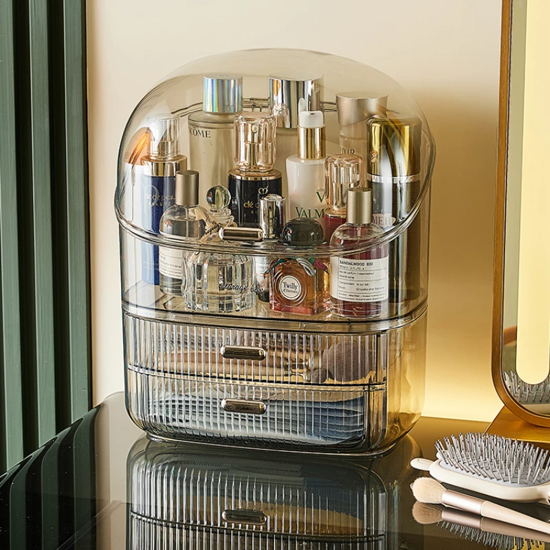 

Органайзер для косметики для туалетного столика, прозрачный органайзер для ухода за кожей с большой емкостью, трехуровневый косметический дисплей, контейнер для хранения с