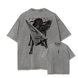 Vintage Washed Berserk Manga Guts Graphic Oversized Cotton T - Shirt, Unisex Summer Short Sleeve Tee - S (1)