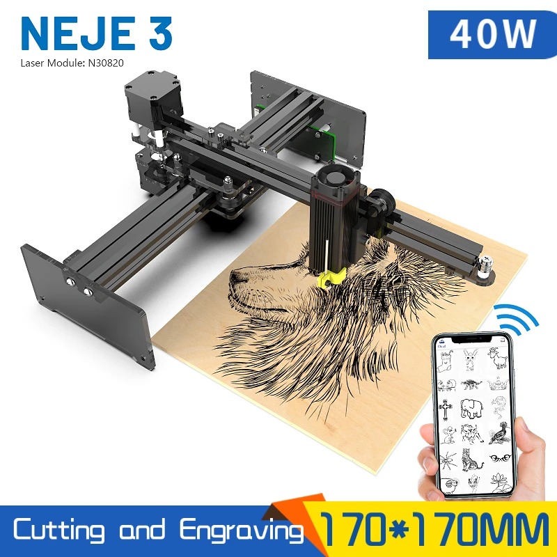 

NEJE 3 40W Laser Engraver, 5.5-7.5W Output CNC Laser Cutter / Printer, 3D Wood Router Engraving and Cutting Machine