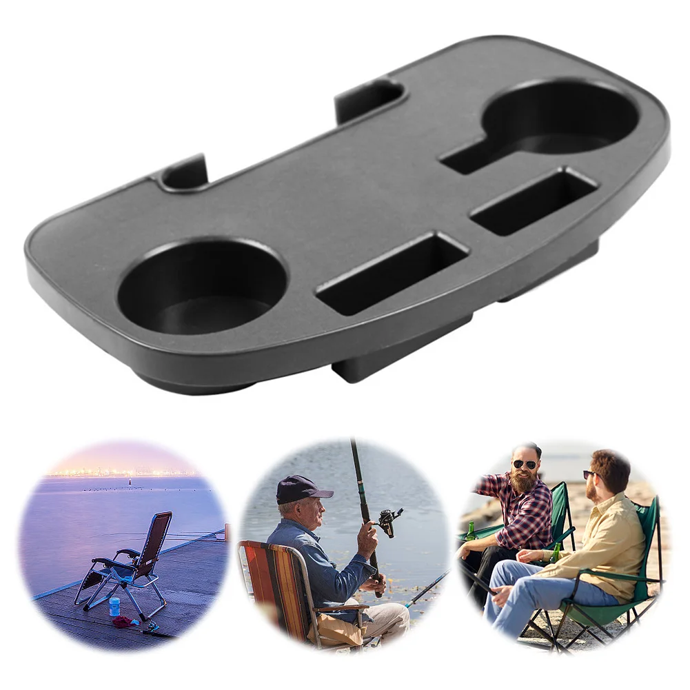 Folding Relaxing Chair Drink Holder Folding Camping Chair Clip On Side Table Cup Drink Holder Tray for Fishing Camping Beach