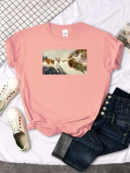 Funny Cute Cat Cartoon Image Printing T-Shirt For Women Harajuku Gothic Woman Tshirt High Quality Punk Style Women Clothing