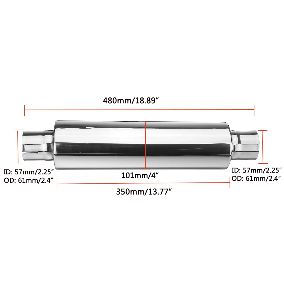 2.25"/2.5"ID Stainless Steel Exhaust Muffler Resonator Tail Tube Silencer Car Muffler Pipe Exhaust System Universal